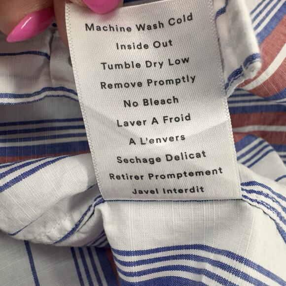 Grayson Womens The Hero Button Long Sleeve Top Size 04 Large Jasmine Stripe Red - Picture 8 of 11